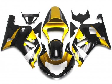 Style Doré & Noir Brillant 01-03 Suzuki GSXR 600-750 Carénage Moto