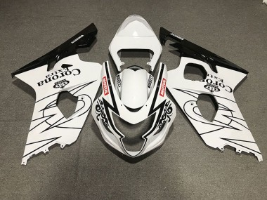 Style Noir & Blanc Brillant Corona 04-05 Suzuki GSXR 600-750 Carénage Moto