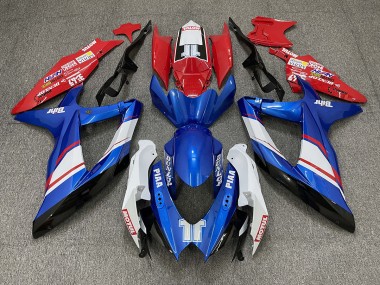 Style Personnalisé Brillant Rouge Bleu & Blanc 08-10 Suzuki GSXR 600-750 Carénage Moto