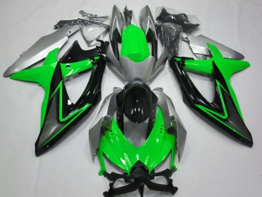 Vert & Argent 08-10 Suzuki GSXR 600-750 Carénage Moto