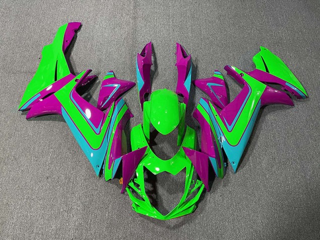 Vert Bleu Clair & Magenta 11-24 Suzuki GSXR 600-750 Carénage Moto Vert Bleu Clair & Magenta 11-24 Suzuki GSXR 600-750 Carénage Moto