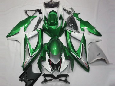 Vert Brillant & Blanc 08-10 Suzuki GSXR 600-750 Carénage Moto