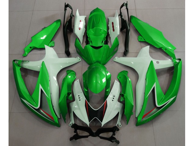 Vert Brillant & Blanc 08-10 Suzuki GSXR 600-750 Carénage Moto