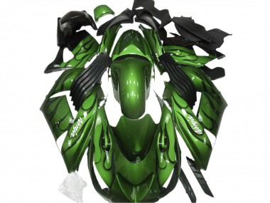 Vert Brillant & Flamme 06-11 Kawasaki ZX14R Carénage Moto