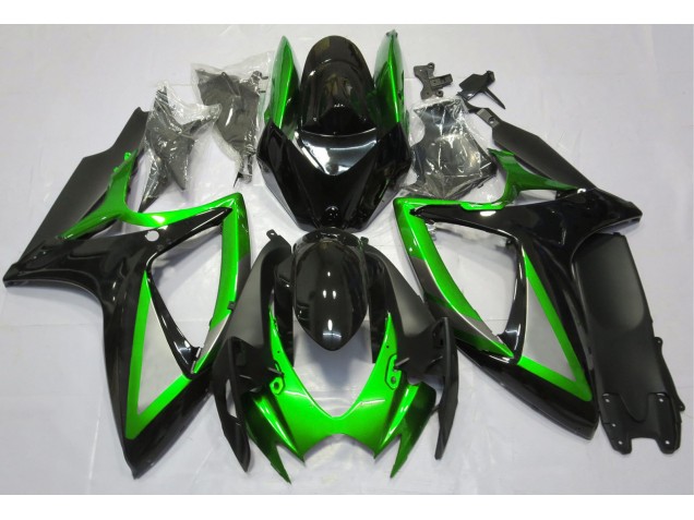 Vert Brillant & Noir 06-07 Suzuki GSXR 600-750 Carénage Moto Vert Brillant & Noir 06-07 Suzuki GSXR 600-750 Carénage Moto
