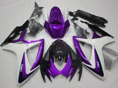 Violet & Blanc Débadgé 06-07 Suzuki GSXR 600-750 Carénage Moto