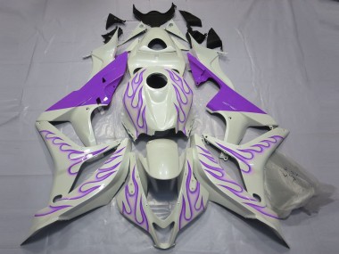 Violet Flamme Sur Blanc 07-08 Honda CBR600RR Carénage Moto