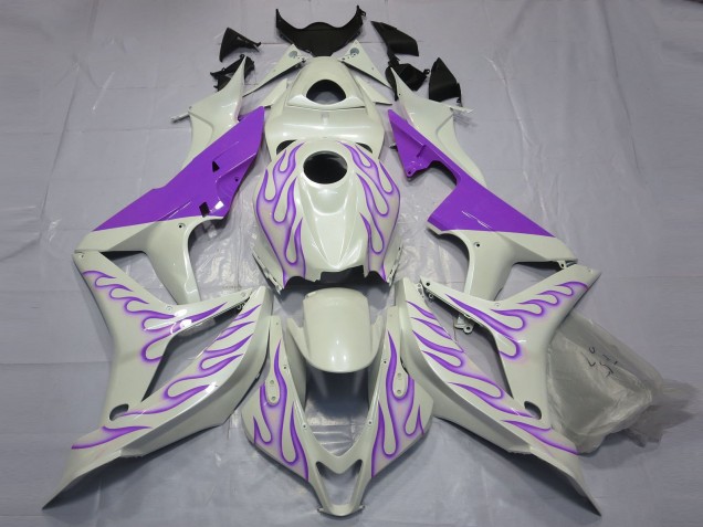 Violet Flamme Sur Blanc 07-08 Honda CBR600RR Carénage Moto Violet Flamme Sur Blanc 07-08 Honda CBR600RR Carénage Moto
