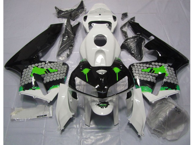 Éclaboussures Vertes Sur Noir Brillant 05-06 Honda CBR600RR Carénage Moto Éclaboussures Vertes Sur Noir Brillant 05-06 Honda CBR600RR Carénage Moto